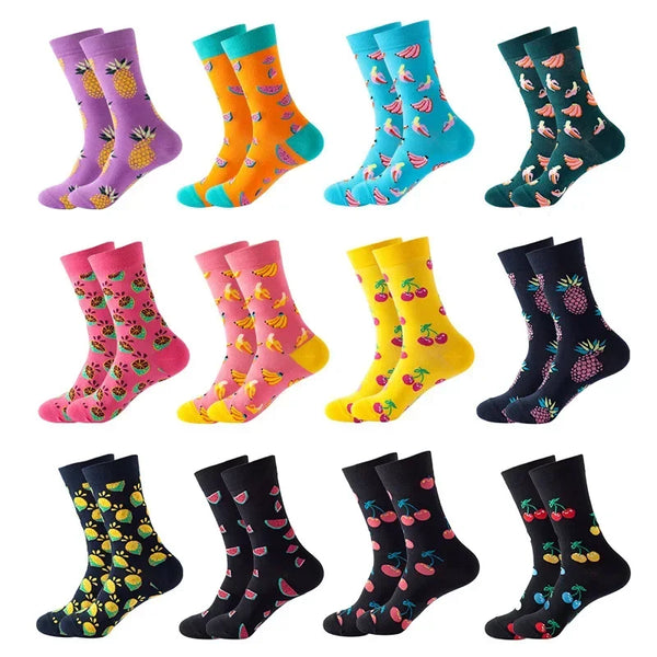 Fun crew socks with vibrant designs, adding character to formal outfits.