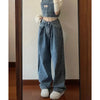 High-waist vintage denim straight-leg jeans for women, featuring a flattering fit and lightweight, durable fabric.