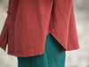 Natural cotton-linen stand collar coat with clean uncluttered silhouette