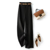 Elegant wide-leg work trousers for women in cotton blend, high waist, perfect for office wear and business casual outfits.