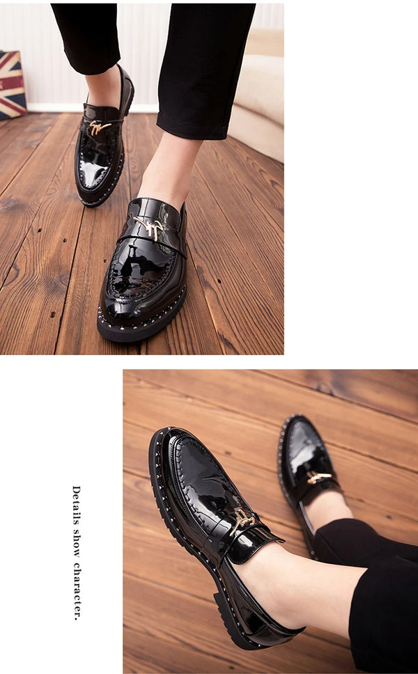 Waterproof patent leather shoes ideal for special occasions.
