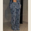 Classic denim wide leg jeans with elevated waistline and relaxed fit for all-day comfort