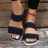 Women's knit wedge sandals with stretchy fabric upper and rubber outsole for spring and summer