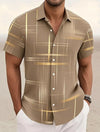 Lightweight broadcloth shirt with eye-catching grid pattern perfect for beach and casual wear