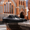 Top view of Desai Oxfords, emphasizing the sleek design and comfortable pigskin insole.