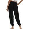 Chic high-waisted slit yoga pants for women, perfect for yoga, gym, or casual wear with breathable, stretchy fabric.