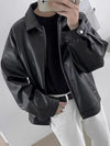 Classic Men's PU Leather Biker Jacket, waterproof, stylish, slim fit, perfect for motorcycle riding and casual outings.