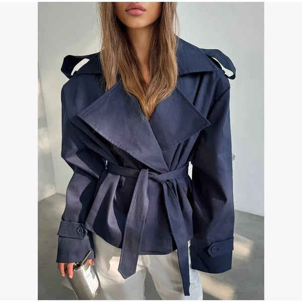 Classic beige trench coat in regular length with belt detail