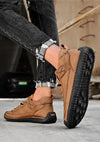 Close-up of breathable leather material and ventilation design keeping feet fresh throughout the day