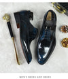 Black leather Oxfords with durable construction for long-lasting wear.