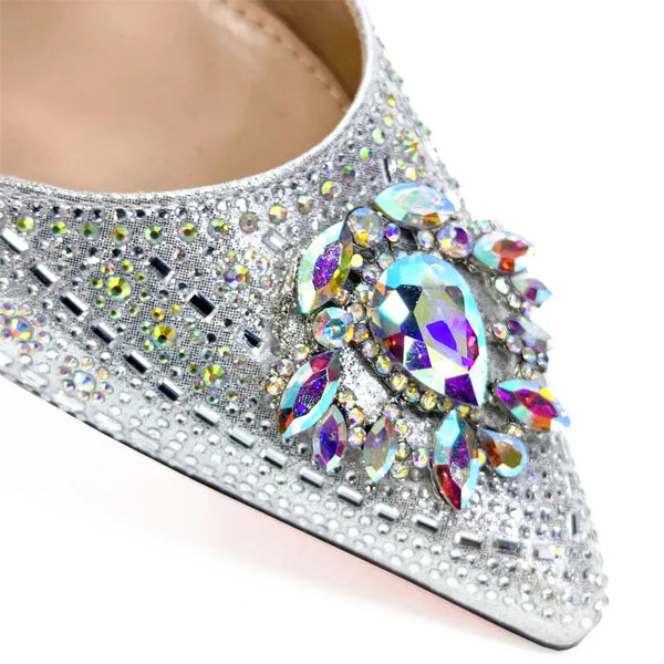 High heel sandals with crystal bling detailing for cocktail parties and weddings