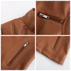 Chic women's slim leather biker jacket with zip detail, stand-up collar, and tailored fit for stylish urban looks.