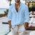 Comfortable men's spring summer shirt with natural cotton linen fabric and classic turn-down collar