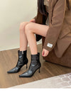 Chic women's ankle boots with zipper, high heel, pointed toe, perfect for autumn and winter fashion, stylish and comfortable.