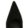 Pointed toe black pumps ideal for evening events.
