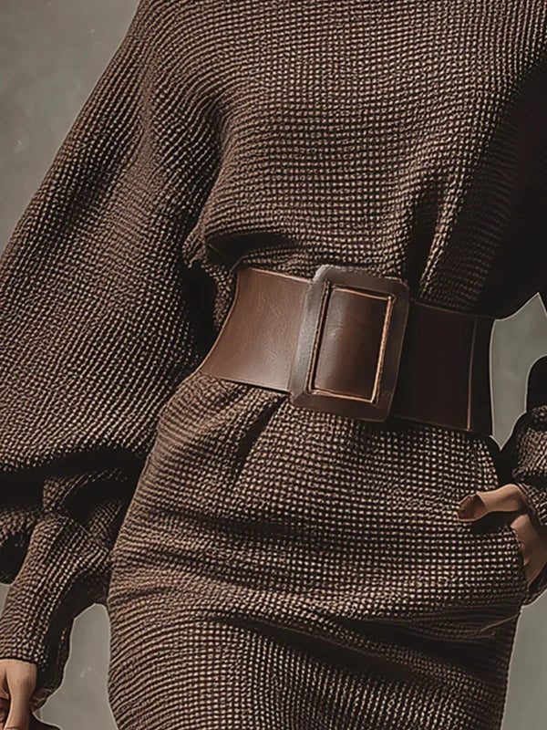 Midnight Muse Off-Shoulder Sweater Dress paired with heels, ideal for a sophisticated dinner outing.