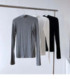 Elegant V-Neck Women's Blouse with Long Sleeves in solid color, perfect for casual and office wear, made from cotton-polyeste