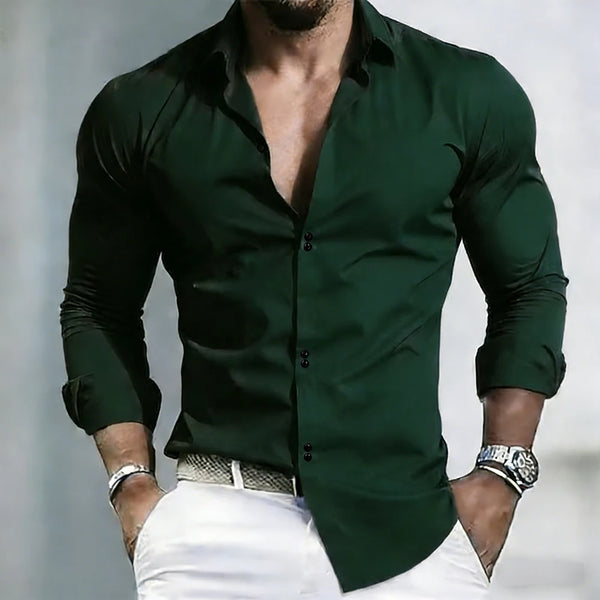 All-day comfort stretch dress shirt in modal cotton with extended sizing availability