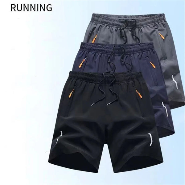 Secure zipper pocket detail on men's quick-dry athletic shorts