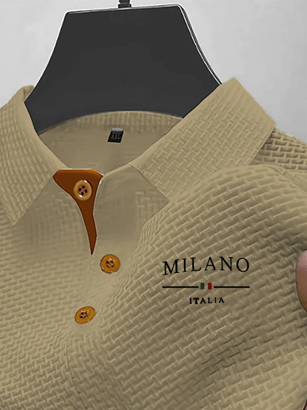 Men's polo shirt with refined texture and flexible fit