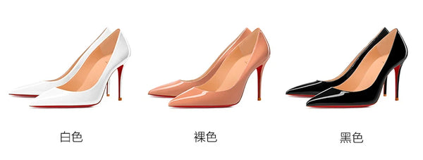 Women's formal stiletto pumps in solid black with pointed toe design