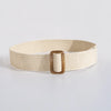 Chic woven belt for women in minimalist summer style, adjustable for perfect fit, ideal for casual or dressy looks.