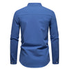 Men's single-breasted cotton shirt with modern stand collar in timeless solid design