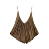 Chic satin slip top with V-neckline pleats and alluring bare back