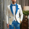 Luxury Men's Wedding Suit Set featuring an ivory blazer and burgundy vest, perfect for weddings and formal events.