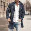 Stylish checkered men's trench coat for autumn and winter, featuring a turtleneck collar and single-breasted closure.