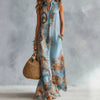 Elegant ankle-length dress showcasing bold digital print pattern and flattering regular fit silhouette