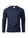 Men's long sleeve casual t-shirt in solid black, breathable polyester, quick-drying, perfect for sports and casual wear.