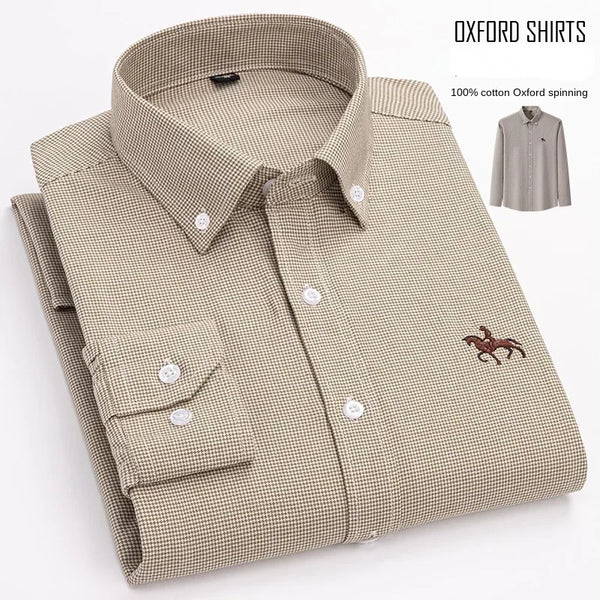 Whisper-Soft Oxford shirt in natural light, highlighting its color.