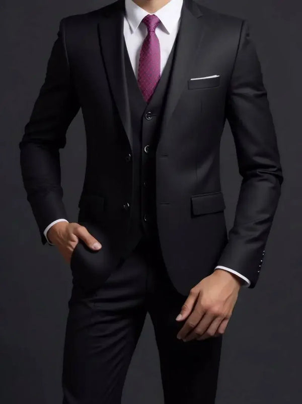 Elegant men's suit with a straight fit, perfect for a gentleman's wardrobe.