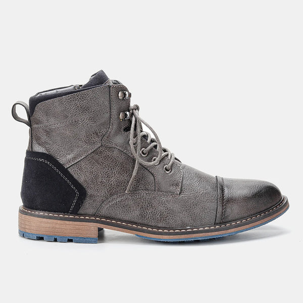 Versatile men's leather ankle boots with convenient zip and low heel design