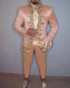 Italian Style Slim Fit Men's Wedding Suit Set featuring a single-breasted jacket, pants, and belt for formal events.