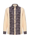 Men's African heritage outfit with O-neck shirt and drawstring pants in traditional patchwork design