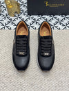 Comfortable slip-on black leather loafers for men.