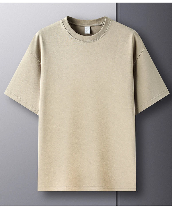 Breathable pure cotton tee in essential solid color