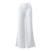 Elegant high-waist flared trousers for women with crisscross sheer mesh patch, perfect for office and casual wear.