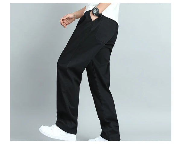Breathable cotton joggers with drawstring waist and straight leg design