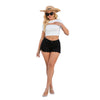 High rise denim shorts with lived-in wash and casual frayed hemline