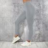 Women's high waist yoga leggings in navy blue, breathable fabric.