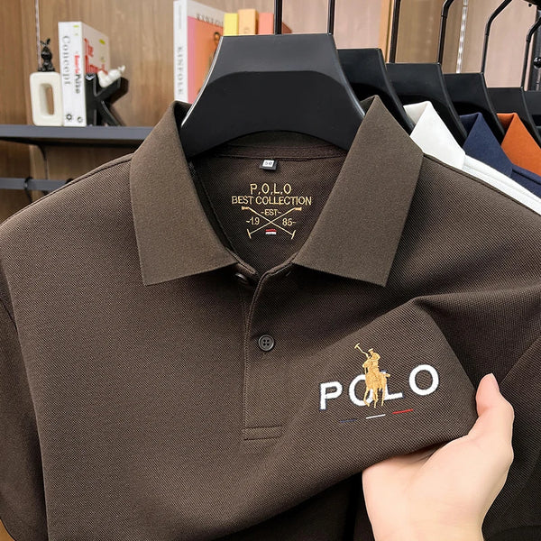 Sophisticated polo shirt with pony embroidery accent and breathable fabric construction