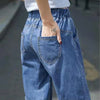 High-waist calf-length jeans in harem style with stretchy comfortable fabric