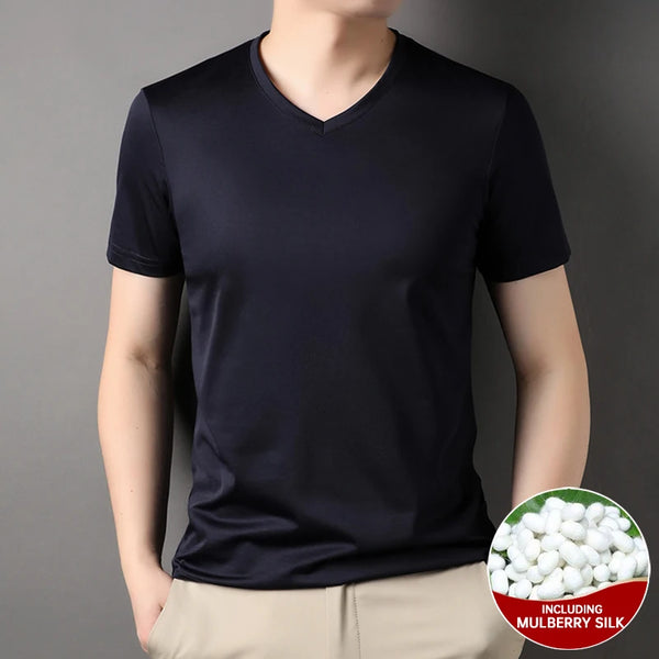 Versatile silk whisper v-neck for men