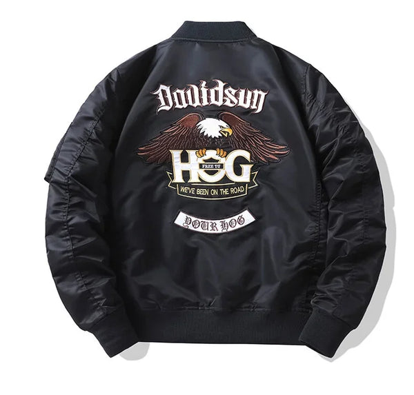 Men's slim fit bomber jacket in lightweight tactical design, perfect for spring travel and casual outings with ribbed sleeves