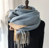 Stylish imitation cashmere scarf in classic navy, perfect for casual or business wear.