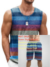 Men's quick-dry polyester tank top featuring dimensional retro stripe pattern