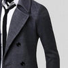 Classic double-breasted men's wool trench coat in solid color, perfect for winter, casual or professional settings.